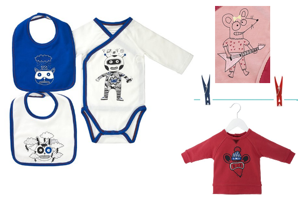modne niemowlę, designerskie body i śliniaczki Little Marc Jacobs